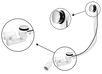 Zestaw odpływowo-przelewowy wannowy z odejściem 40/50mm,z mechanizmem autom. pokrętło ABS chrom MCALPINE HC31M-N1