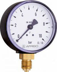 Manometr standardowy RF 50, D201,fi50 mm, 0÷160 bar, G1/4'' rad, kl. 1,6 AFRISO 85071201