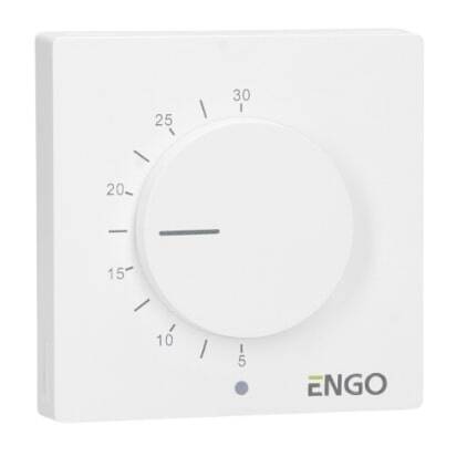 Regulator temperatury ENGO 932332985 przewodowy, natynkowy, z pokrętłem, biały